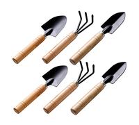 MINAOLULUS 6pezzi Utensili Da Giardinaggio Mini Legno e Metallo Per Giardini e Piante Indoor Include Rake Spade e Cazzuola Strumenti Pratici Per Estirpare Trapiantare e Curare Terreno