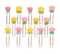 MINAOLULUS Graziose Graffette a Forma di Fiore 14 Pezzi, Segnalibri in Metallo Creativi per Documenti e Libri, Clip Multifunzionali per Ufficio e Scuola, Idea Regalo per Donne e Lettori