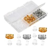 MINAOLULUS Kit Fermagli per Orecchini in Metallo e Silicone Trasparente, Supporti di Sicurezza per Creazioni Fai da Te, Chiusure Resistenti per Orecchini a Perno a Gancio, Forniture