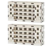 MINAOLULUS Modello Casa in Legno Grezzo 2 Pezzi, Casetta in Miniatura per Artigianato e Decorazione da Tavolo, Kit Architettura per Progetti Diorama e Uso Educativo