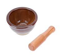 MINAOLULUS Mortaio e Pestello Set Manuale Pratico e Resistente da 350ml in Ceramica Design Ergonomico e Pestello in Legno per Macinare Spezie in Cucina