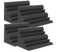 MINAOLULUS Pannelli Acustici a Cuneo 4 Pezzi in Spugna Fonoassorbente Nera 12x12x24 Cm per Isolamento Acustico Pareti, Trattamento Antirumore per Studi di Registrazione, Home Theater e