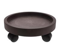 MINAOLULUS Portavaso Rotondo Supporto Stabile con Ruote, in Resina | Uso Interno ed Esterno, Bordo Rialzato, Colore Caffè, per Fioriere e Vasi da Fiori