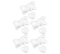 MINAOLULUS Sagome Orso e Cuore 10 Pezzi in Polistirolo 20Cm Orsetti + 10Cm Cuori per Decorazioni Fai da Te Regali di San e Centrotavola