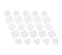 MINAOLULUS Set 50 Fogli di Tela Plastica Bianca per Punto Croce, Leggeri e Facili da Conservare, Forme Cuore, Quadrato e Stella per Arte del Ricamo e Tappezzeria