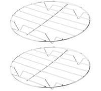 MINAOLULUS Supporto Barbecue in Acciaio Inox 22 Cm, Griglia Rotonda per Pizza e Costine, Set 2 Pezzi, Accessorio Leggero e Resistente per Grigliate All'aperto