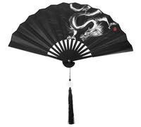 MINAOLULUS Ventaglio Pieghevole Portatile di Seta e Plastica Motivo Drago Cinese, Ventilatore Decorativo retrò per Matrimonio, Eventi All'aperto e Spettacoli di Danza, Accessorio Leggero