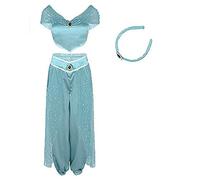 MINASAN Costume Jasmine Signore Principessa araba - Set di Costumi Perfetto per Cosplay, Carnevale e Settimana a Tema (Azzurro, S)