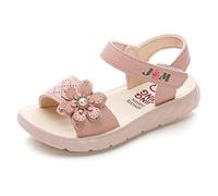 MINBEI Sandali Bambina Punta Aperta Sandalo Ragazze Estate Fiore Traspirante (Rosa Chiaro, 36 CN=35 EU)