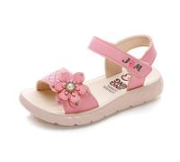 MINBEI Sandali Bambina Punta Aperta Sandalo Ragazze Estate Fiore Traspirante (Rosa Scuro, 36 CN=35 EU)
