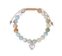 Mincloss Braccialetto di perle con cuore, regalo di compleanno per ragazze, con pietra naturale, regalo di compleanno, laurea, regalo per figlia, nipote, nipote, Eine Grösse, Cristallo, Amazzonite