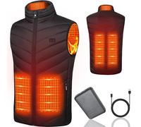 Gilet Riscaldato per Uomo e Donna, Giubbotto Riscaldato 10000mAh Giacca Riscaldata Elettrico Doppi Controller per Escursionismo all'aperto,Caccia (IT, Testo, XL, Regular, Regular, Uomo Nero)