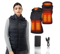 Mincoo Gilet Riscaldato Donna: Gilet Riscaldante con Batteria 16000mAh -Giubbotto Riscaldante con Cappello Staccabile - per Escursionismo all'aperto Caccia