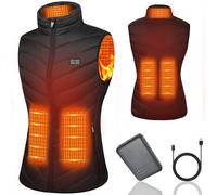 Mincoo Gilet Riscaldato per Uomo e Donna, Giubbotto Riscaldato 10000mAh Giacca Riscaldata Elettrico Doppi Controller per Escursionismo all'aperto,Caccia (IT, Testo, XL, Regular, Regular, Donna Nero)