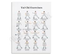 Mind Body Exercise Poster Tai Chi Practice Sequence Wall Art for Stress Relief Home Office Yoga Studio Wellness Room(Unframed,08x12inch(20x30cm))