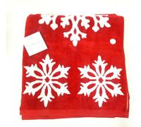 MIND ON DESIGN 2 Lato Rosso, Bianco Neve Flakes Cotone Bagno, Mano Telo, 2 Punta