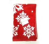 MIND ON DESIGN 2 Lato Rosso, Bianco Neve Flakes Cotone Bagno, Mano Telo, 2 Punta