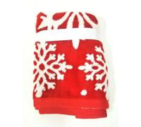 MIND ON DESIGN 2 Lato Rosso, Bianco Neve Flakes Cotone Bagno, Mano Telo, 2 Punta