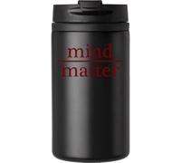 Mind Over Matter - Tazza da caffè con logo matematico, tazza da viaggio per bevande calde e fredde, a doppia parete, con coperchio a tenuta stagna, colore nero