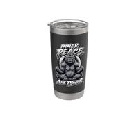 Mind Over Muscle Gorilla Zen Strength Peace Yoga Bicchiere termico in acciaio inox doppia parete