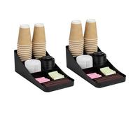 Mind Reader 2COMP7-BLK - Dispenser per tazze da caffè e condimenti a 7 scomparti, set da 2, 39,4 x 18,4 x 13,3 cm, in plastica, colore: nero
