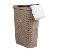 Mind Reader Basket Collection, cesto portabiancheria sottile, capacità 40 litri, maniglie sagomate, coperchio incernierato, ventilato, marrone chiaro