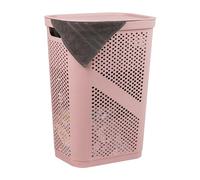 Mind Reader Basket Collection, cesto portabiancheria sottile, capacità 60 litri, maniglie sagomate, coperchio incernierato, ventilato, rosa