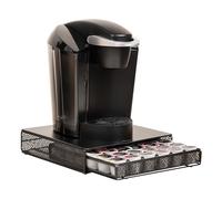 Mind Reader - Cassetto per cialde da caffè, capacità 36 cialde, organizer da appoggio, divisori rimovibili, in metallo, colore: nero