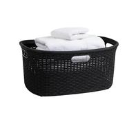Mind Reader Cesto portabiancheria da 40 l, design in vimini, in plastica, 58 x 36 x 28 cm, nero