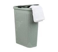 Mind Reader Cesto portabiancheria sottile da 40 l, con coperchio, design in vimini, in plastica, 45,7 x 26,9 x 59,9 cm, colore: menta
