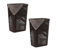 Mind Reader Cesto portabiancheria sottile da 60 l, cesto per vestiti, coperchio, ventilato, plastica, 44,25 cm di lunghezza x 34,5 cm di larghezza x 60 cm di altezza, set da 2, marrone