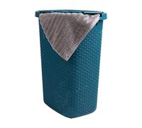 Mind Reader, Cesto portabiancheria sottile da 60 L, con coperchio, design a vimini, plastica, 44,83 x 34,82 x 61,34 cm, colore: blu