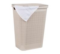 Mind Reader Cesto portabiancheria sottile da 60 l, con coperchio, design in lino, plastica, 47 x 36 x 50 cm, avorio