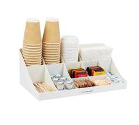 Mind Reader COMORG-WHT Station, Coffee Bar 11 scomparti, 2 ripiani per tazze e condimenti, organizer da bancone 45,4 cm di lunghezza x 24,1 cm di larghezza x 16,8 cm di altezza, plastica, bianco
