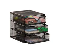 Mind Reader - Contenitore per accessori da scrivania, organizer per ufficio, in rete metallica, 15,9 x 16,5 cm x 16,5 cm (lunghezza x larghezza x altezza), nero