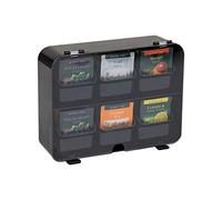 MInd Reader Foundation Collection, organizer per bustine di tè a 6 scomparti, capacità 72 sacchetti, cassetti rimovibili, coperchio trasparente incernierato, organizer da tavolo, montaggio a parete,