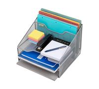 Mind Reader Metal Mesh Desktop File Organizer da scrivania a 5 Scomparti in Rete, Metallo, Argento, 5 Compartment