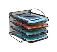 Mind Reader Network Collection, vassoio carta a 4 livelli, archiviazione file, organizer da scrivania, montaggio a parete, organizzazione file, rete metallica, 29,2 cm L x 36,2 cm L x 29,2 cm H, nero