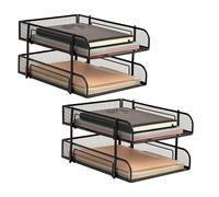 Mind Reader Network Collection, vassoio di carta a 2 livelli, formato lettere, impilabile, porta documenti e documenti, organizer da tavolo, rete metallica, nero