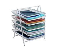 Mind Reader - Organizer da scrivania con 3 vassoi scorrevoli per lettere, documenti, lettere, cartelle, fogli 5 ripiani, colore: bianco.