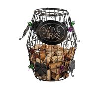 Mind Reader Wine Barrel Cork Holder Porta Sughero in Metallo con Ornamenti, Bronzo, Nero, Large