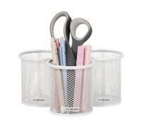 Mind Reader Portapenne e accessori, organizer da scrivania, per ufficio, rete metallica, 8,9 cm di lunghezza x 8,9 cm di larghezza x 9,5 cm di altezza, set da 3, bianco