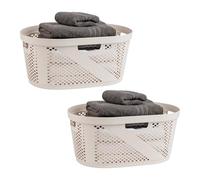 Mind Reader Set di 2 cesti portabiancheria da 40 l, con coperchio, ventilato, in plastica, 58 x 36 x 26 cm, colore: avorio