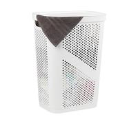 Mind Reader Slim Laundry Hamper with Lid, 60L Clothes Basket capacità 60 Litri (15 g/33 libbre) Maniglie, Coperchio incernierato fissato, ventilato, Bianco, Singolo