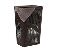 Mind Reader Slim Laundry Hamper with Lid, 60L Clothes Basket capacità 60 Litri, Maniglie Sagomate, Coperchio incernierato, ventilato, Marrone, Singolo
