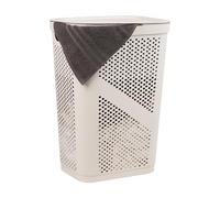 Mind Reader Slim Laundry Hamper with Lid, 60L Clothes Basket Cesto portabiancheria, Avorio, 60 Liter