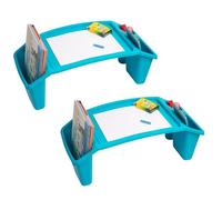 Mind Reader Sprout Collection, scrivania portatile, vassoio per la colazione, scrivania per laptop, tasche laterali con 3 scomparti per giocattoli, libri, giochi e snack, set di 2, 55 x 27 x 21 cm,