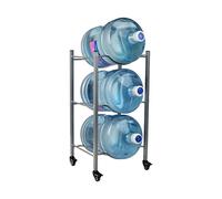 Mind Reader Supporto per brocca d'acqua da 5 galloni, supporto per bottiglia d'acqua, refrigeratore d'acqua, rack, ruote, metallo, 41,9 x 34,9 x 78,7 cm, grigio
