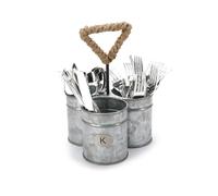 Mind Reader Utensil Holder Silverware Organizer Caddy Cutlery Holder Galvanized Metal 7 L x 7 W x 10 H Silver