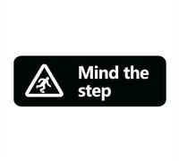Mind The Step - Cartello informativo di sicurezza con simboli per casa, ufficio e affari, 25,4 x 7,6 cm, adatto per responsabili di strutture, personale di sicurezza, scale e pavimenti irregolari